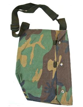 Woodland Camo Gas Mask Bag With Stud Fastening - main image